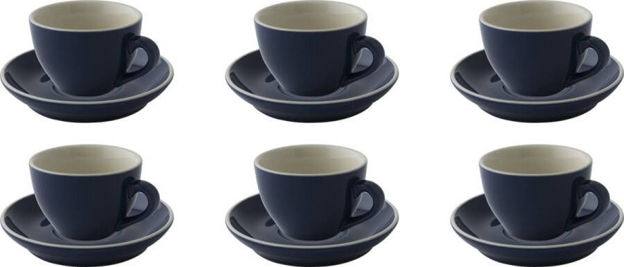 Palmer Cappuccinokop en schotel Colors 18 cl 14 cm Blauw Porselein 6 stuk(s)