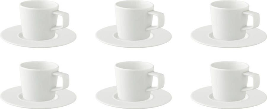 Palmer Cappuccinokop en schotel White Delight 18 cl 16 cm Wit Porselein 6 stuk(s)