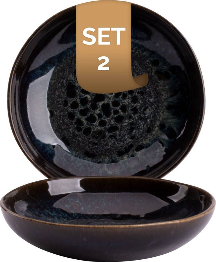 Palmer Schaal Eccentric 16 cm 40 cl Blauw Stoneware 2 stuks