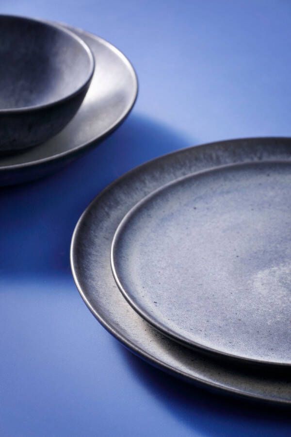 Palmer Schaal Houston 15 cm 80 cl Grijs Zwart Stoneware 2 stuks