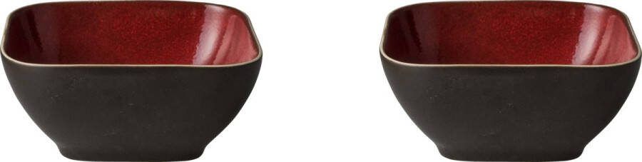 Palmer Schaal Lava 12 x 12 cm 30 cl Bruin Rood Stoneware 2 stuks