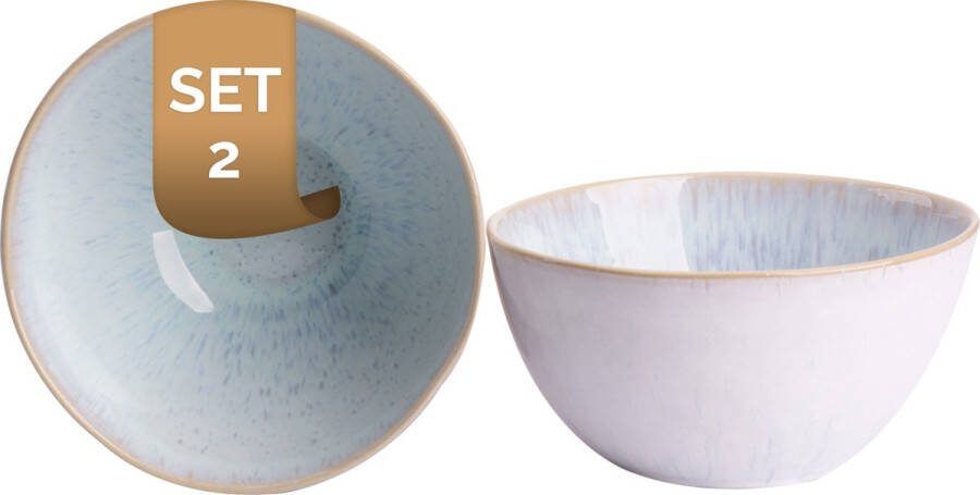 Palmer Schaal Light Blue Sea 15 cm 80 cl Wit Blauw Stoneware 2 stuks