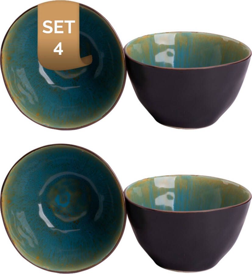 Palmer Schaal Lotus 15 cm 1 l Turquoise Stoneware 4 stuk(s)