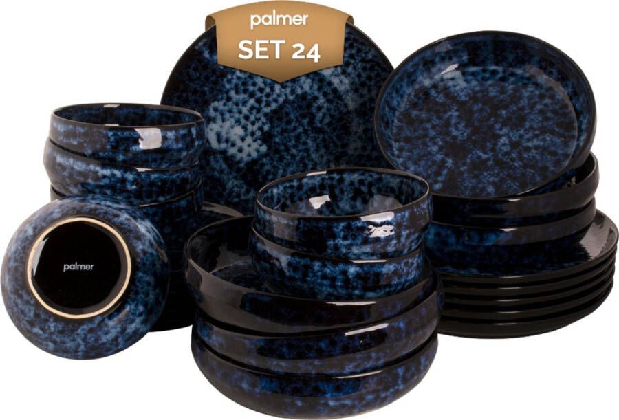 Palmer Serviesset Bama Blue Stoneware 6-persoons 24-delig Blauw