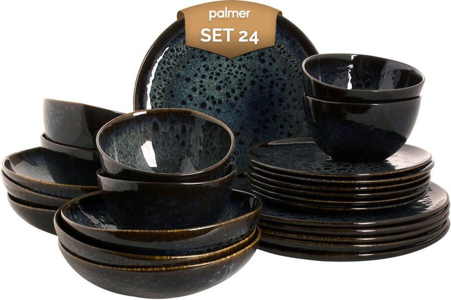 Palmer Serviesset Eccentric Stoneware 6-persoons 24-delig Blauw