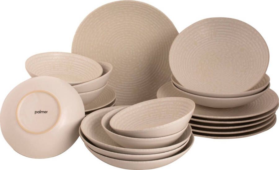 Palmer Serviesset Ripple Stoneware 6-persoons 24-delig Offwhite