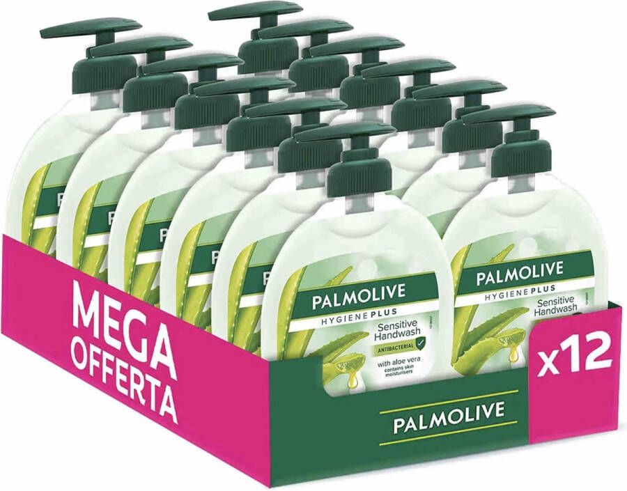 Palmolive Handzeep Hygiene Plus Sensitive Aloe Vera 12 x 300ml
