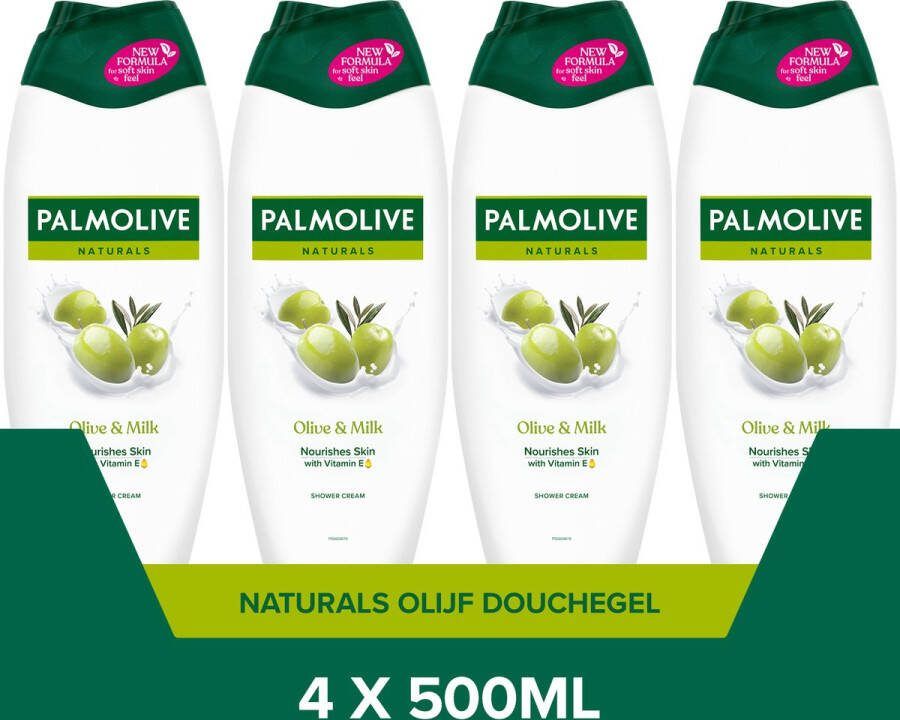 Palmolive Naturals Olijf & Melk Douchegel 4 x 500ml Voor de Normale huid Voordeelverpakking