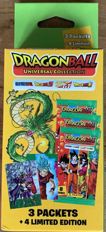 Panini DRAGON BALL Blister met 4 kaarten + 1 Limited Edition-kaart Universal Collection Trading Cards