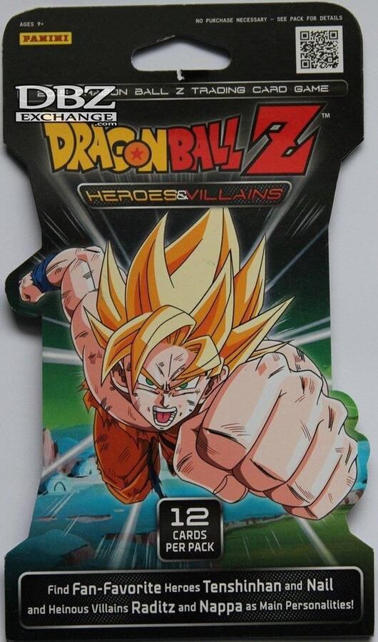 Panini Dragon Ball Z Booster Heroes & Villians 12 kaarten per pak DBZ DragonBall Z Blister 12 Kaarten