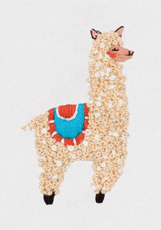Panna borduurpakket Kleine lama JK-2201 Satijnsteek Borduren voor volwassenen Voorbedrukte stof