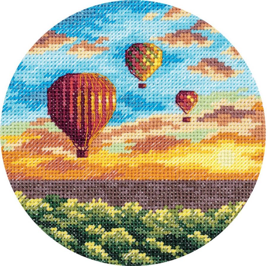 Panna Borduurpakket Luchtballonnen bij zonsondergang PS-7059 Kruissteek Borduren voor volwassenen Aida