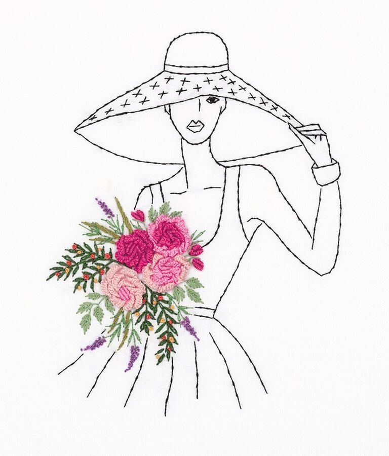Panna Lady with Hat Borduurset 15 x 18 cm DIY pakket volwassenen