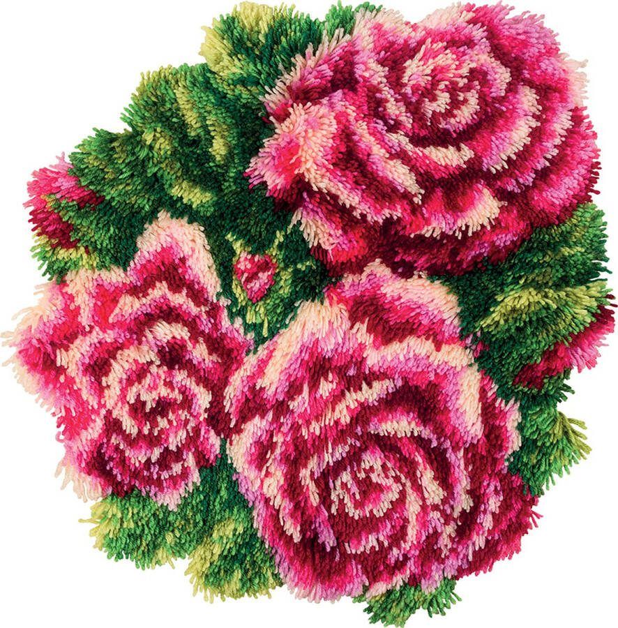 Panna Roses Rug Latch Hook Kit 50 x 50 cm DIY pakket volwassenen