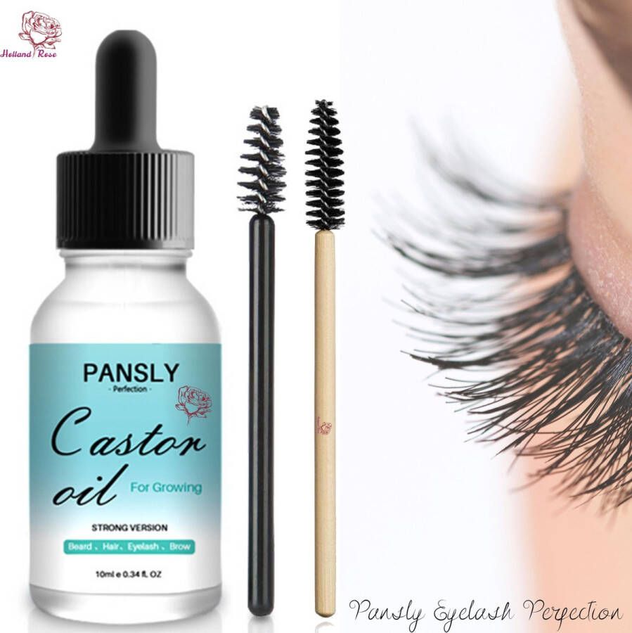 Pansly Perfection Wimper Serum Castor Olie + Bamboe Wimperborsteltje| 100% natuurlijk | Wimpergroei | Castor oil eyelash serum| Vollere | wimperserum