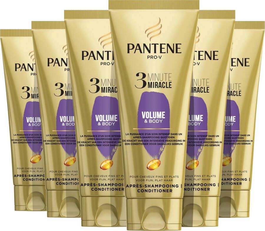 Pantene 3 Minute Miracle Conditioner voor meer Volume & Body Voordeelverpakking 6x200 ml
