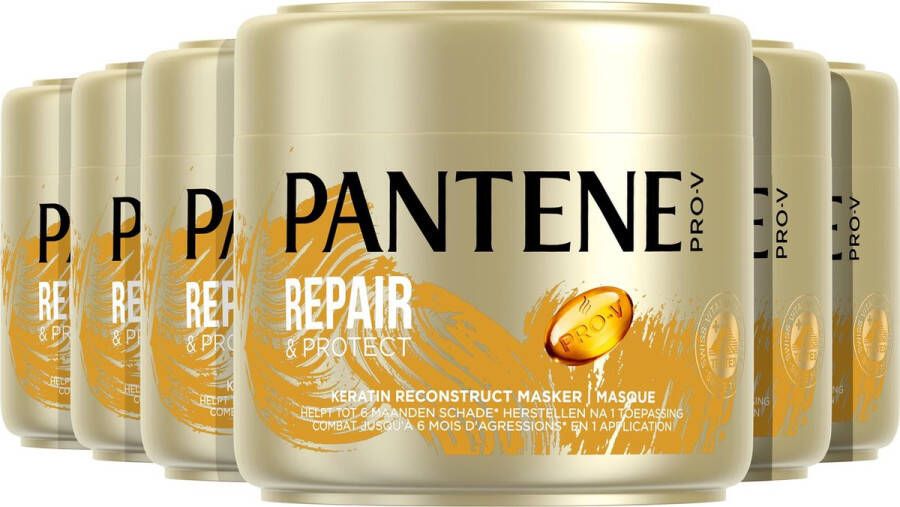 Pantene Pro-V Repair & Protect Keratine Behandeling Herstellend Haarmasker Voor Beschadigd Haar Voordeelverpakking 6x300 ml