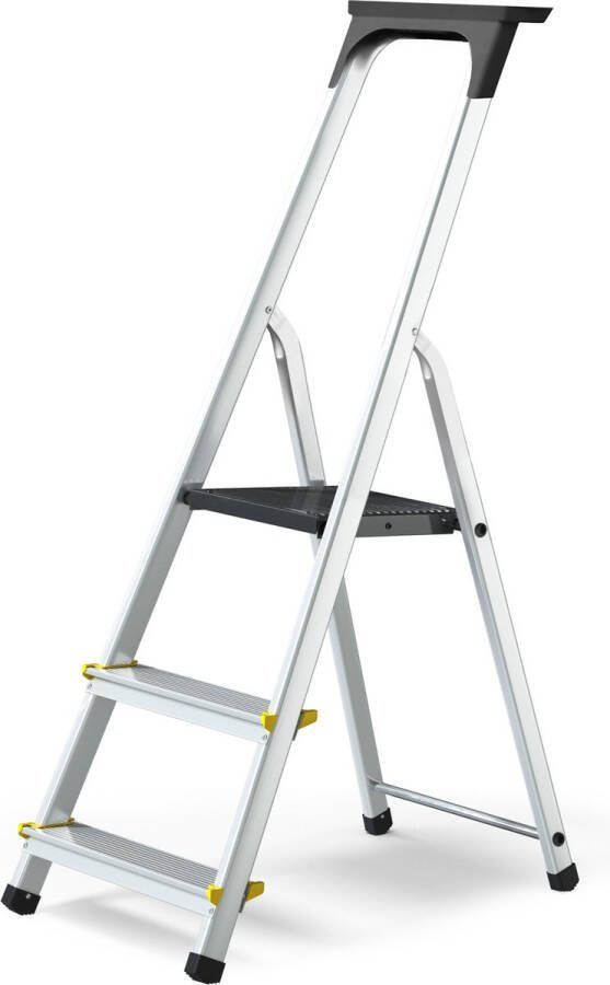 Panthera huishoudtrap keukentrap 1x3 treden Aluminium Max werkhoogte: 2.56 meter voor Particulier en professioneel gebruik