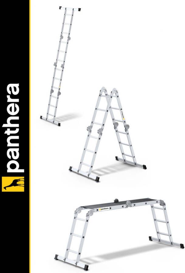 Panthera Vouwladder 4 x 3 treden met platform Multifunctionele ladder Lichtgewicht Aluminium