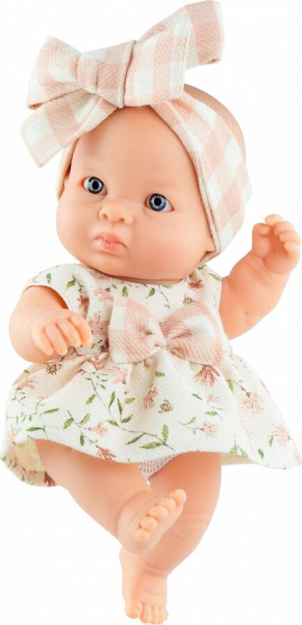 Paola Reina Puppegie Babypop Jana Lichtroze Ruit 21 cm