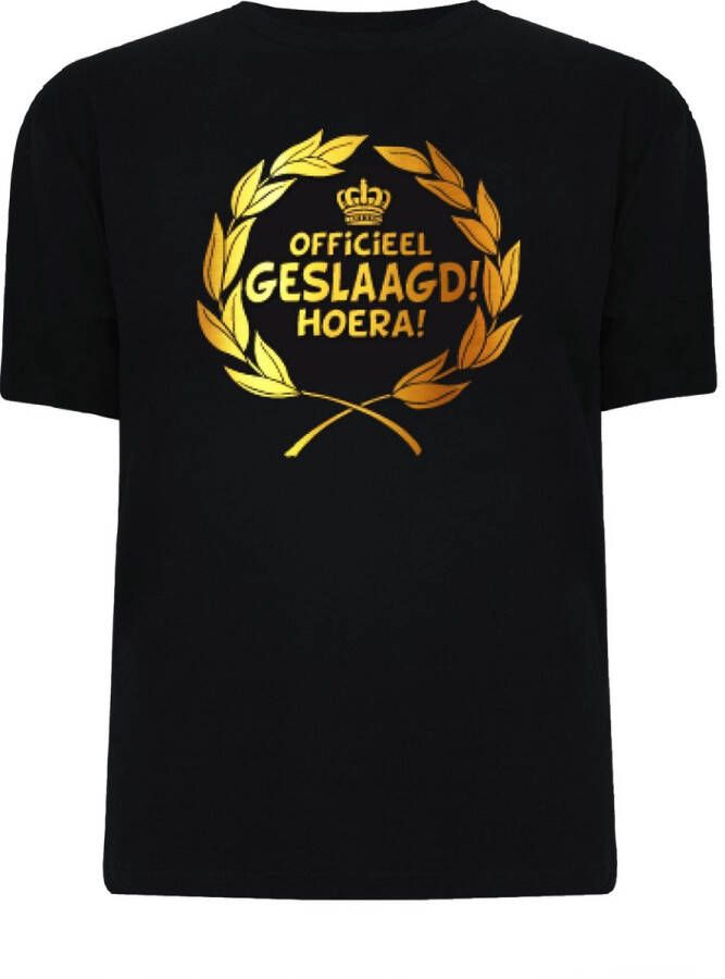 Paper dreams Gouden Krans T-Shirt Officieel Geslaagd Hoera (maat xl)