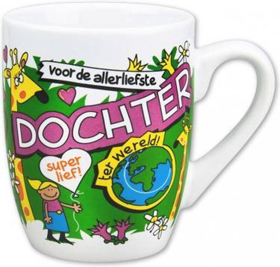 Paper dreams mok cartoon-stijl dochter keramiek 325ml groen wit