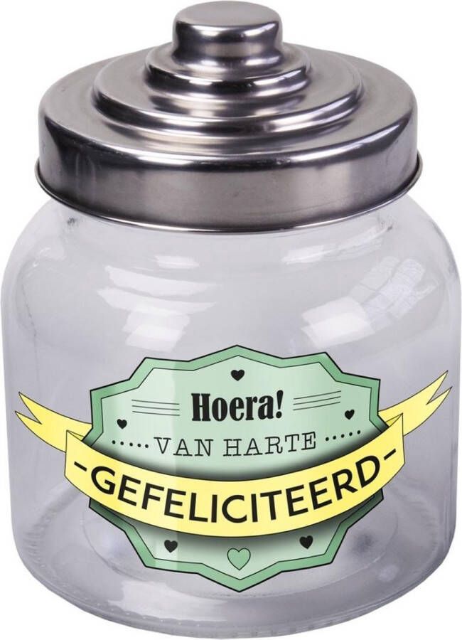 Paper dreams Snoeppot Gefeliciteerd Glas Transparant 800 ml
