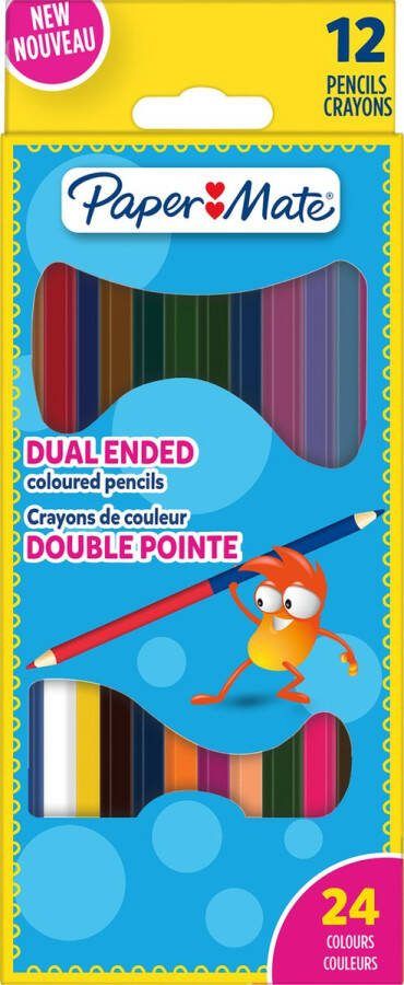 Paper Mate kleurpotloden voor kinderen Ontwerp met dubbele punt Voorgeslepen kleurpotloden kleuren 12 stuks (24 kleuren)