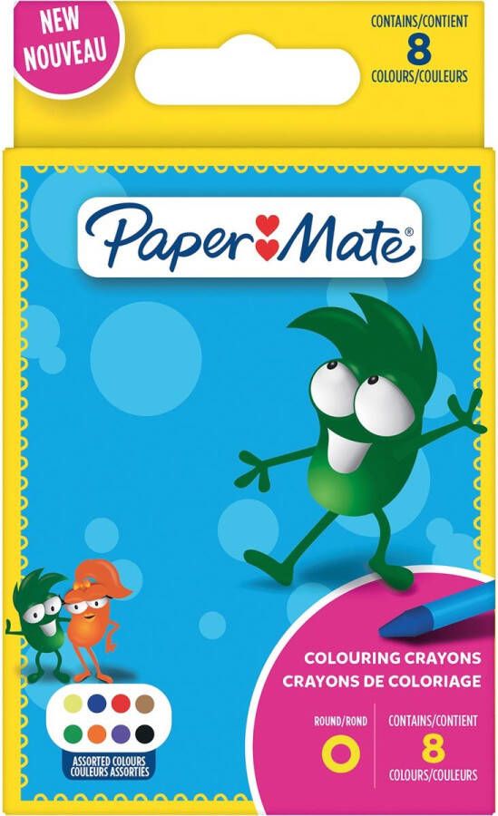 Paper Mate krijtjes voor kinderen kleuren 8 waskrijtjes voor kinderen
