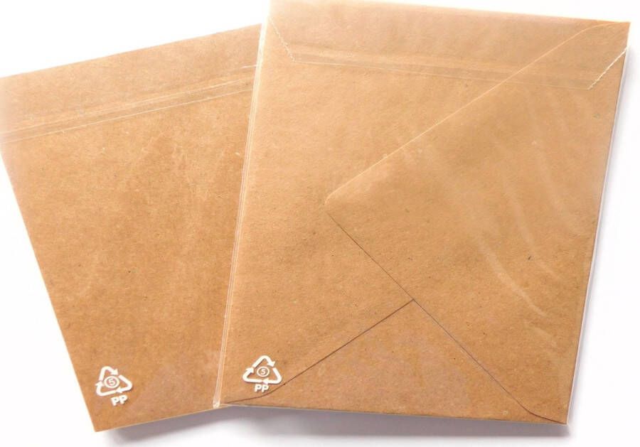 Papicolor dubbele kaart A6 + envelop C6 105 x 148 mm staand bruin kraft 6 kaarten + 6 enveloppen