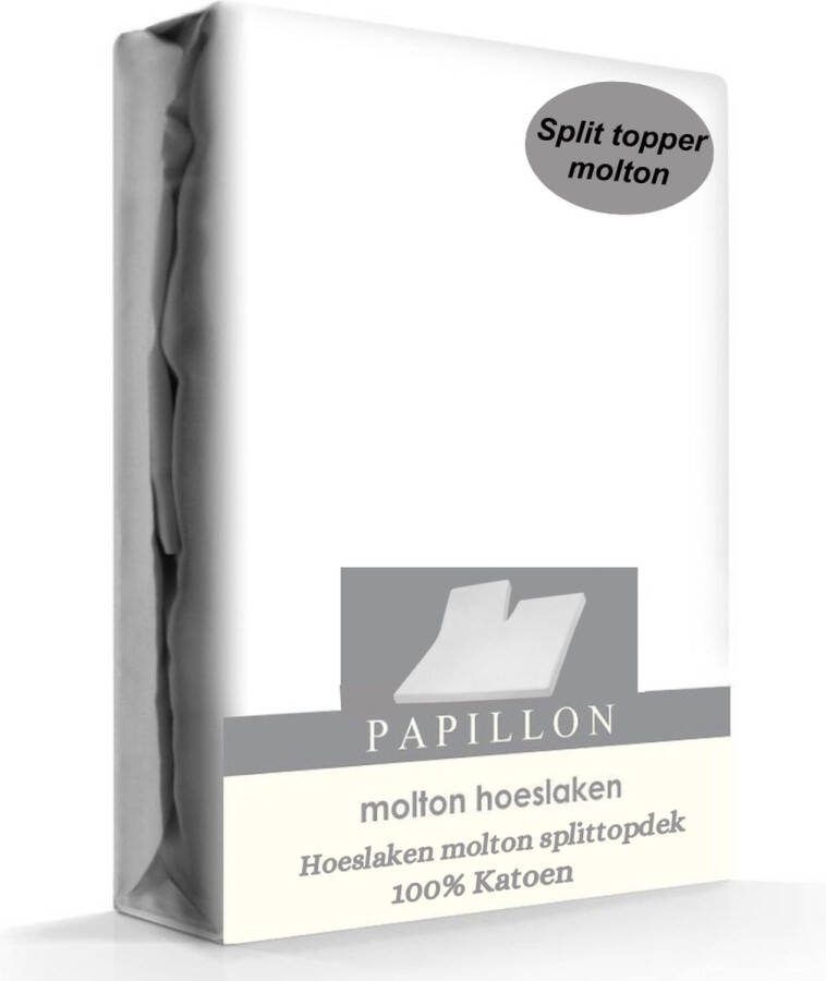 Papillon molton hoeslaken splittopdek Katoen Wit 180x200 cm
