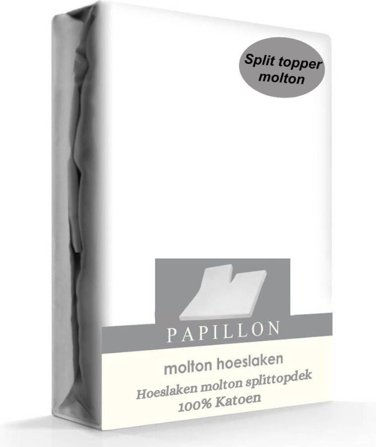 Papillon 100% Luxe Katoen Splittopper Molton Lits-jumeaux Extra Lang (180x210 cm) Wit