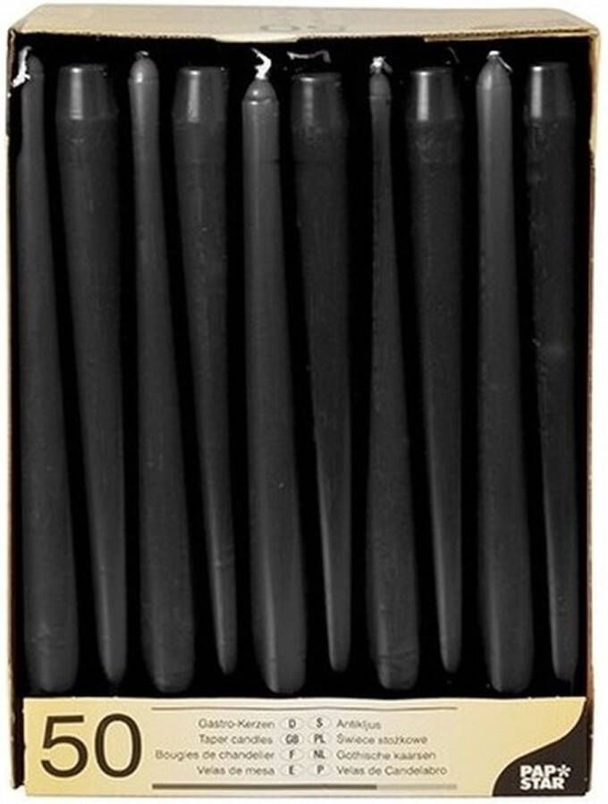 Merkloos Sans marque Voordeelverpakking zwarte dinerkaarsen kandelaarkaarsen Gotische kaarsen zwart 50 stuks 25 cm Tafel decoratie kaarsen
