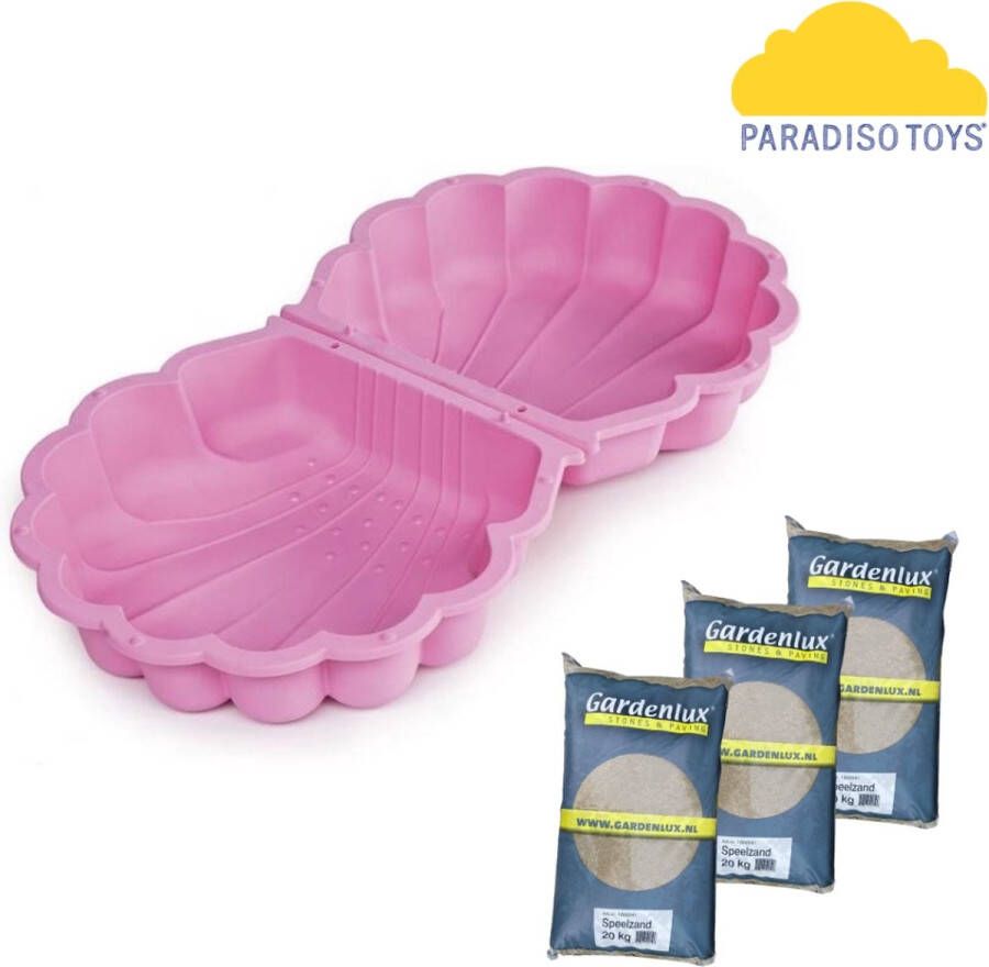 Paradiso Toys Paradiso roze zandbak en waterbak zandbak schelp met speelzand (60 kilogram) kunststof