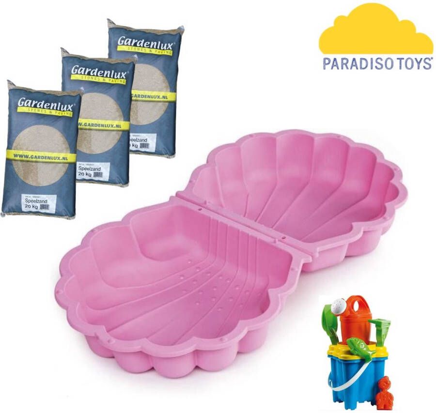 Paradiso Toys Zandbak Schelpenset Roze Inclusief emmerset en 60kg zand