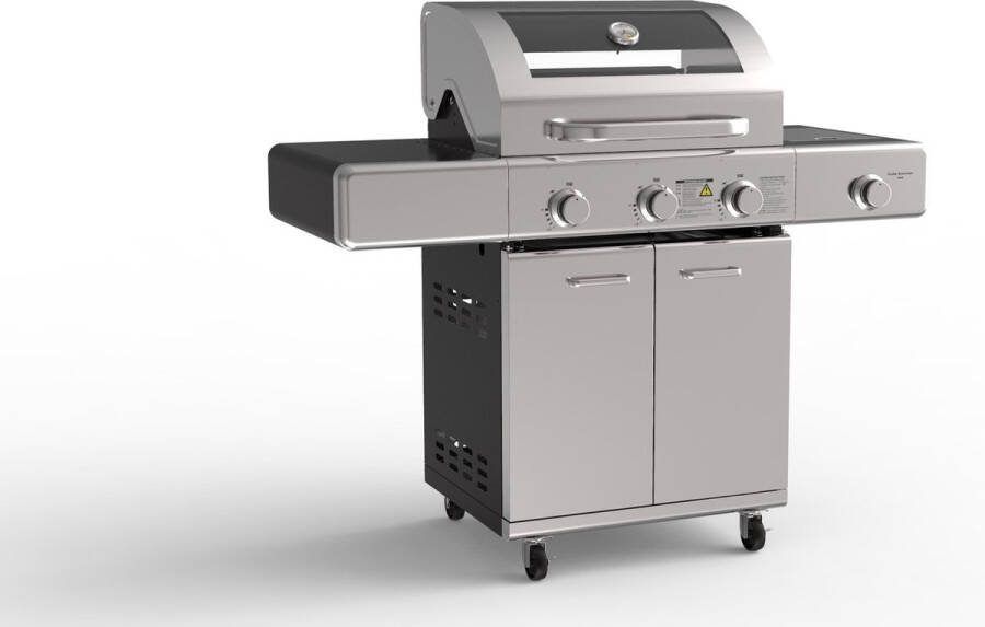 Parlux Paralux Gasbarbecue 3 branders RVS met gietijzeren roosters Incl. zijbrander & gietijzeren kookplaat