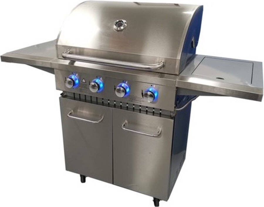 Parlux Paralux Gasbarbecue 4 branders Incl. zijbrander Gietijzeren rooster LED verlichting