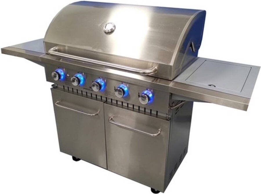 Parlux Paralux Gasbarbecue 5 branders Incl. zijbrander Gietijzeren rooster LED verlichting