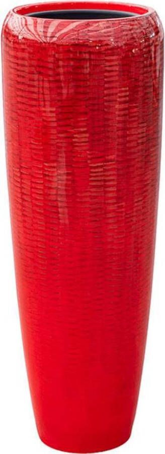 Parelmoer Vaas Vida vaas rood 97cm hoog | Rode hoogglans met snakeskin design | Hoge grote bloempot plantenbak vazen