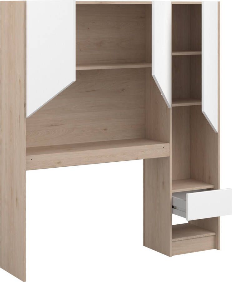 Parisot Achterbouw bed & bureau Shelby eik wit