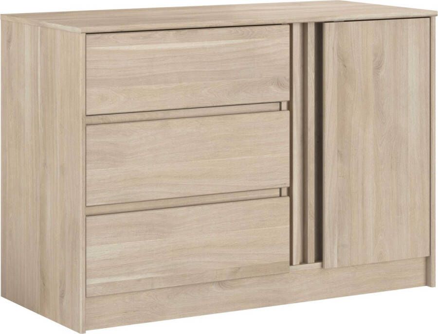 Parisot Commode Tokio 77 cm-3 lades 1 draaideur-eikdecor
