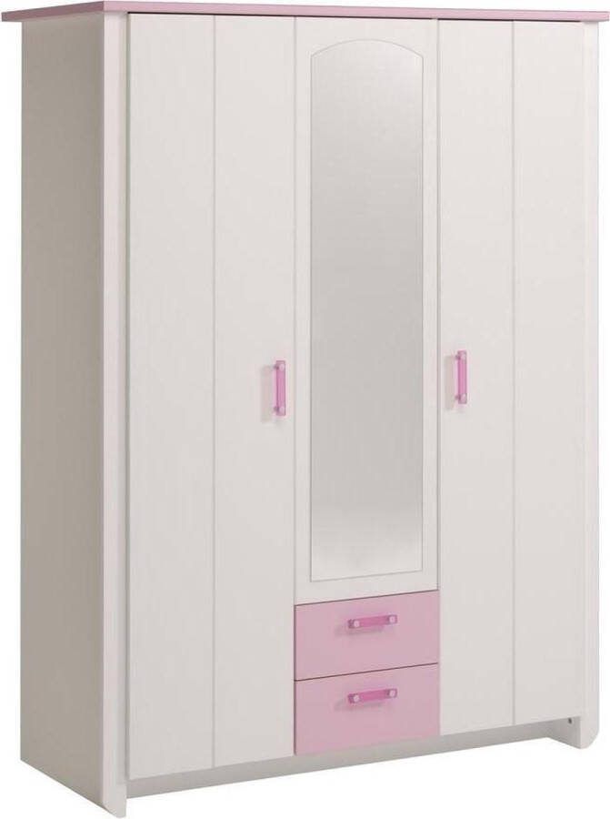 Leen Bakker Kledingkast kast Kiki wit roze 181x136x56 cm