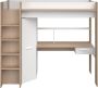 Merkloos Sans marque Hoogslaper met bureau en kast 90 x 200 cm Wit en naturel AUCKLAND L 204.4 cm x H 178.3 cm x D 116.4 cm - Thumbnail 1