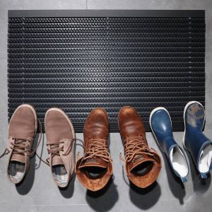 ParketEntee matten Luxe Buitenmat Zwart met antraciet strip 50 x 80cm Borstelmat Deurmat