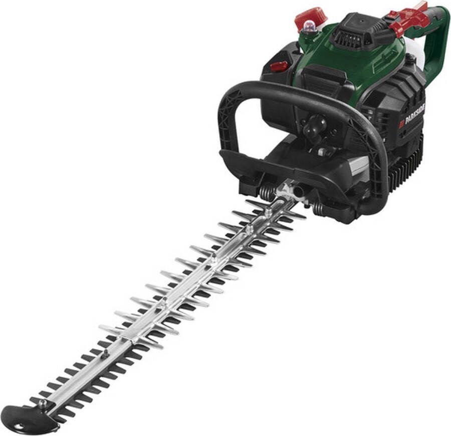PARKSIDE Benzine heggenschaar 650 W Vermogen: ca. 650 W (ca. 0 88 pk) Toerental: max. 2050 min-¹ Snijlengte: ca. 56 cm Inclusief 1 mengbeker 1 bougiesleutel 1 inbussleutel (4 mm)