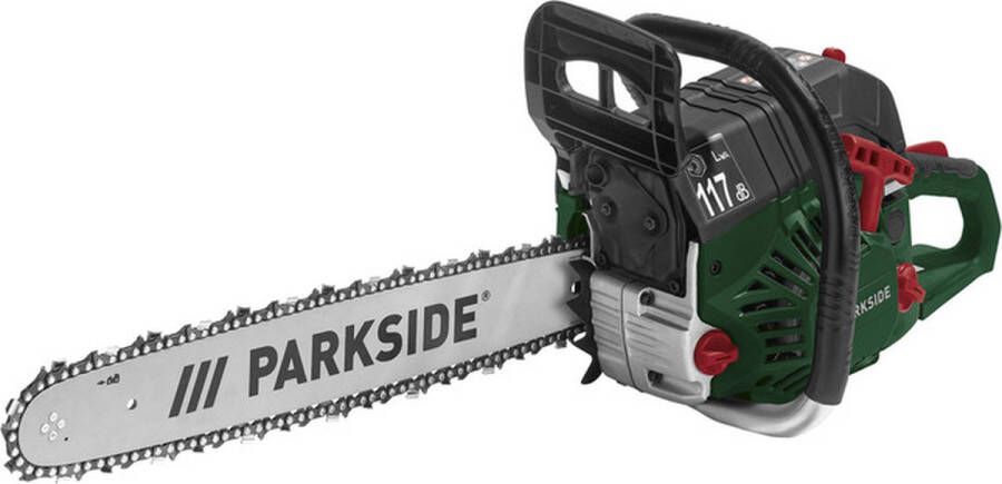 PARKSIDE Benzine kettingzaag 2 72 pk Inclusief oorkap veiligheidsbril beschermhoes combigereedschap brandstofmengfles 500 ml biologische zaagkettingolie
