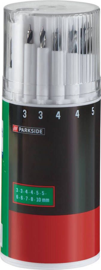 PARKSIDE Boorset Set: 11 delig Houtboren Praktische box om gemakkelijk boren uit te pakken Maten: 3-3-4-4-5-5-6-6-7-8-10 mm Met middelpunt Materiaal: Staal