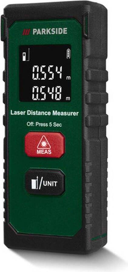 PARKSIDE Laserafstandsmeter Meetbereik: 0 075-20m Meetnauwkeurigheid: ± 2 mm Meeteenheid: metrisch en imperiaal Eenvoudig en nauwkeurig meten met lasertechnologie