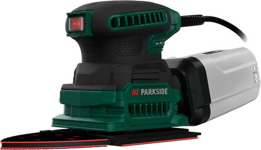 PARKSIDE Multischuurmachine 200 W Toerental: 28.000 tpm Schuurblad: 112 x 112 mm 93 Inclusief 2x driehoekschuurpapier (120) 1x vierhoekschuurpapier (120) 1x stofafzuigingsadapter en 1x koffer x 93 x 92 mm