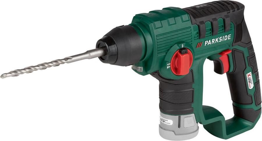 PARKSIDE Accu-klopboor 12V zonder accu Toerental: 0 900 tpm Slagenergie: 1 joule Slagfrequentie: 0 4800 spm Inclusief snelspanboorhouder voor boor met ronde schacht 2 SDS-betonboren 2 houtboren met ronde schacht 4 schroefbits 50 mm
